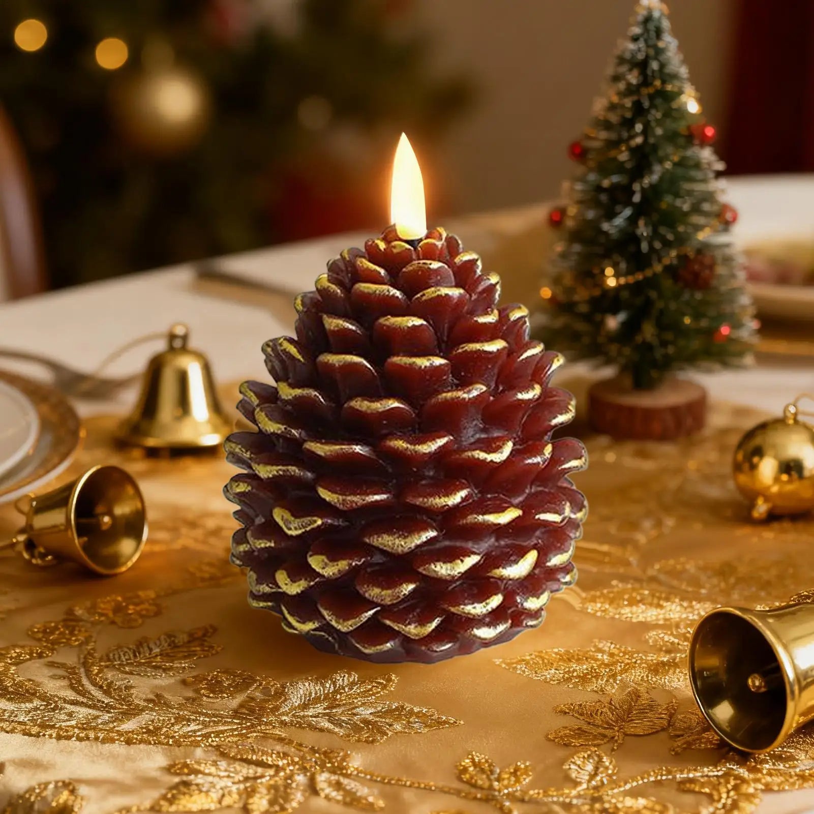 Flammenlose Tannenzapfenkerzen