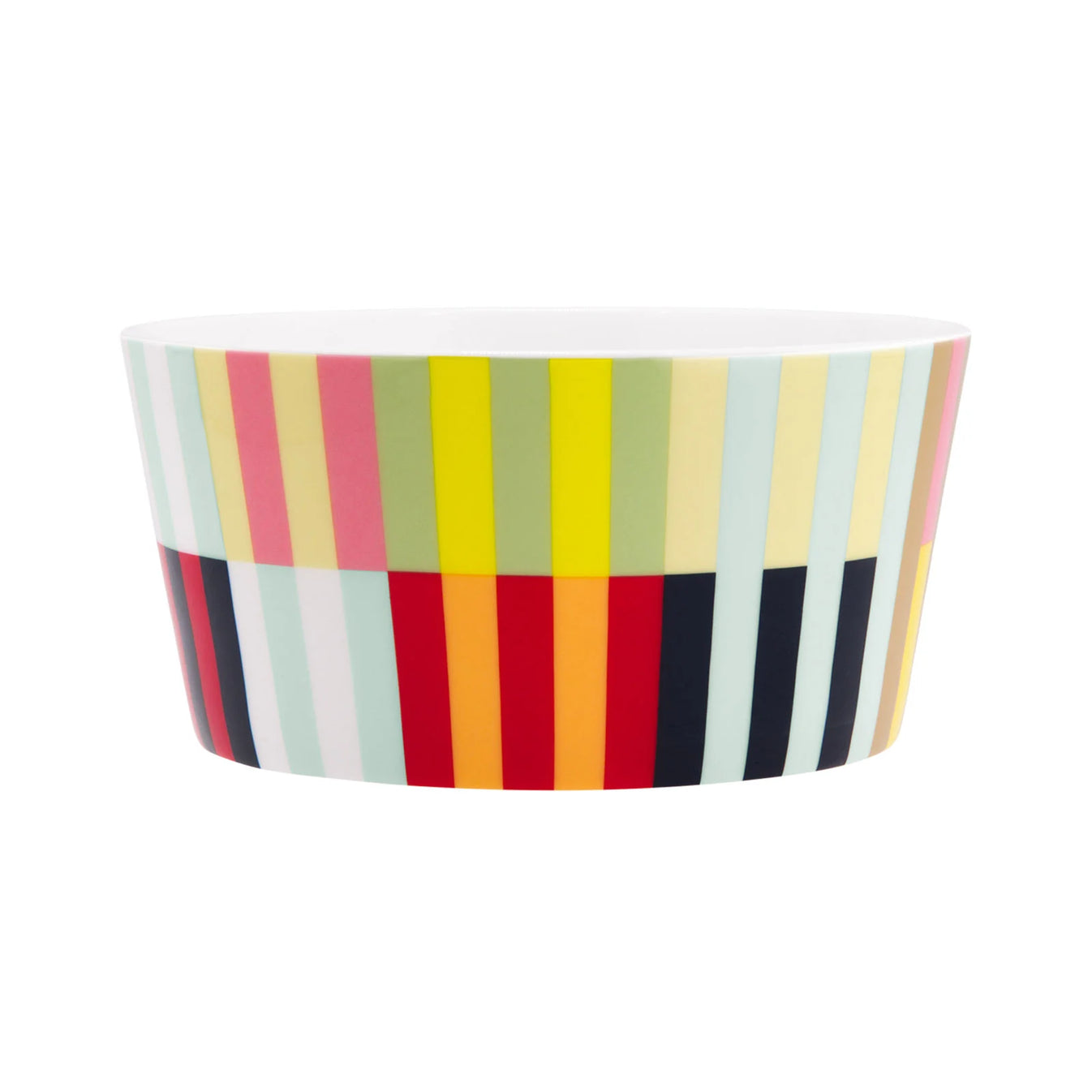 Müslischale Havanna von Remember aus Fine Bone China Porzellan mit mehrfarbigem Streifenmuster in Gelb, Rosa, Grün, Rot, Hellblau und Dunkelblau