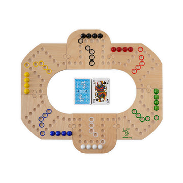 Brändi Dog Brettspiel für 6 Spieler - Holz Spielbrett mit Murmeln in 6 Farben und Spielkarten - Schweizer Gesellschaftsspiel Swiss Made