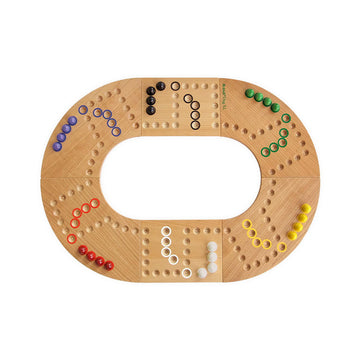 Brändi Dog XL Brettspiel für 6 Spieler - Großes Holz Spielbrett Ø 640mm mit Murmeln in 6 Farben und Spielkarten - Schweizer Gesellschaftsspiel XXL Swiss Made