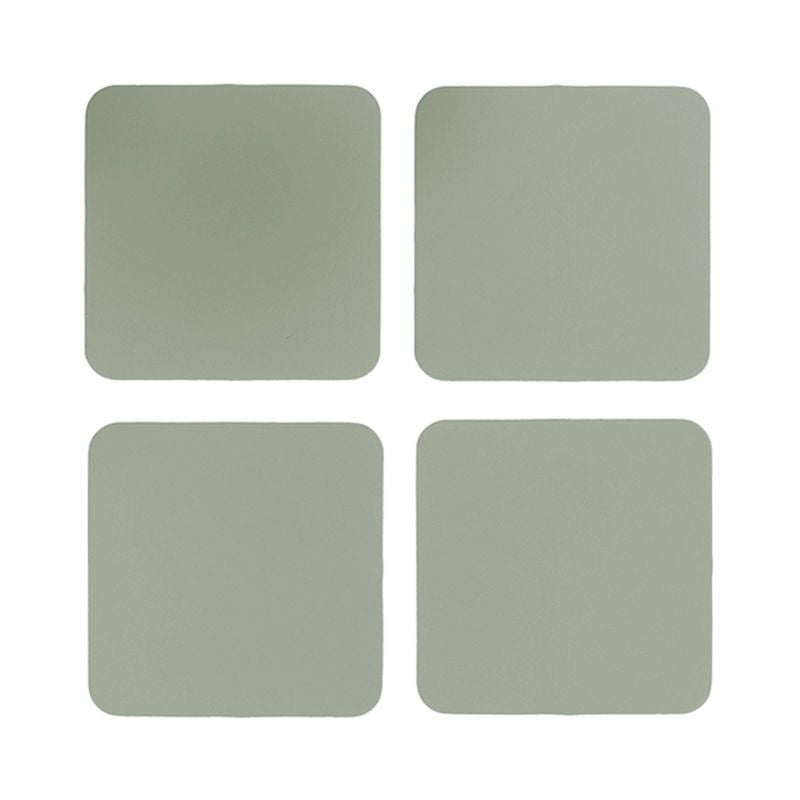 Untersetzer Ruca Square Coasters von vacavaliente in Farbe Sage Green, 4 Untersetzer in organischer Rundform, freigestellt auf weißem Hintergrund.